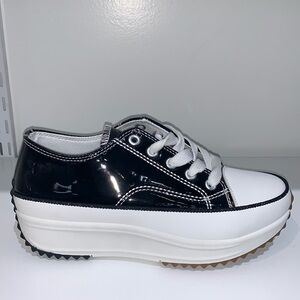 BLACK METALLIC LOW TOP SNEAKERS